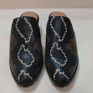 Crown Vintage Black and Brown Snake Print Mules